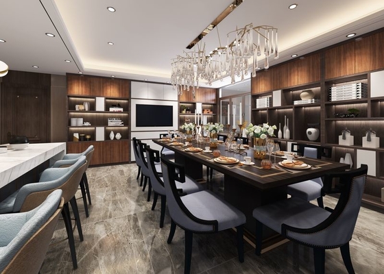 Luxurious Elegant Modern Stainless Steel Kitchen Cupboards Chinese Dark Wood Grain