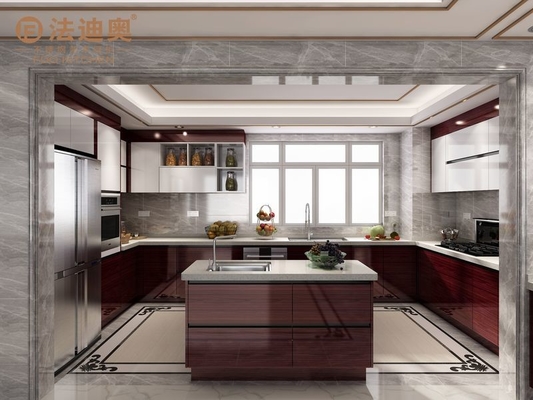 Sleek, Durable, And Minimalist Stainless Steel Kitchen Cabinetry With Elegant Redwood And Quartz Accents