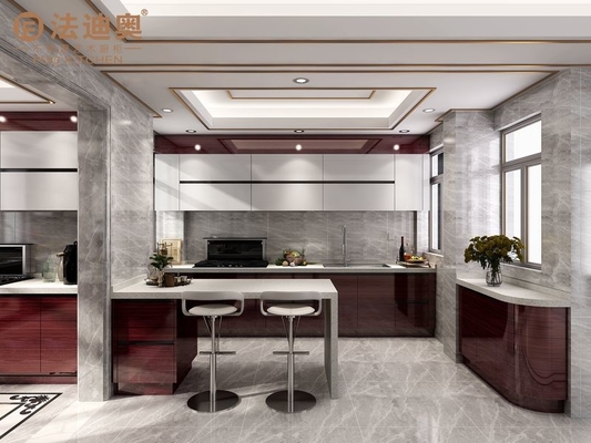 Sleek, Durable, And Minimalist Stainless Steel Kitchen Cabinetry With Elegant Redwood And Quartz Accents