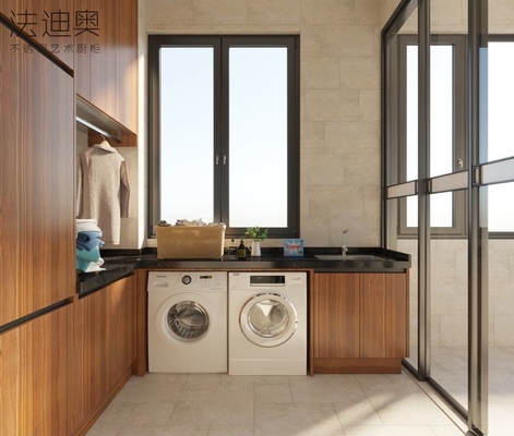 Sleek Light Wood Laundry Room Organization Cabinets With Handle Free Design