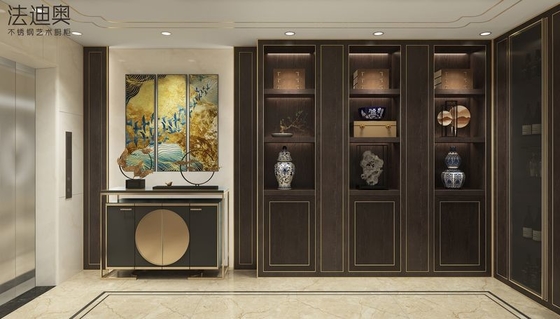 High Grade Stainless Steel Tall Wine Storage Cabinet With Dark Wood Grain