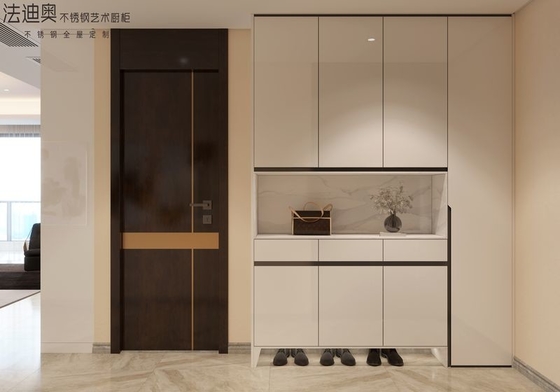 Off White Entrance Shoe Cabinet Front Door Storage Cabinet With Black Handles