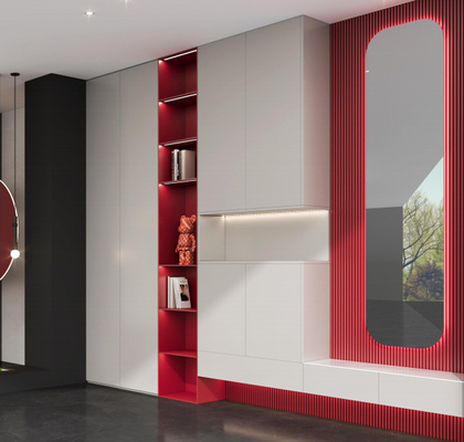 Upscale Elegant Wall Mounted Shoe Cabinet Entryway Storage Furniture With Mirrored Area