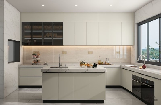 کابینت آشپزخانه شکل U با طراحی یکپارچه